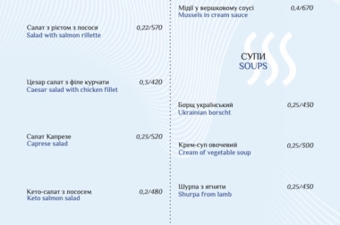 ибица меню